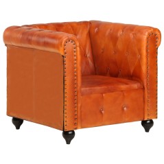 Poltrona chesterfield couro genuíno bronze