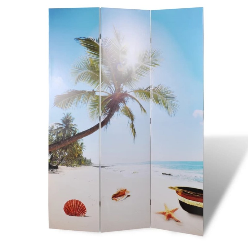 Biombo dobrável com estampa de praia 120x170 cm-Biombos-Home Retail