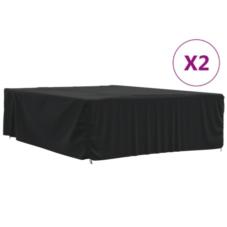 Capas p/ mobília de jardim 2pcs 350x260x90 cm 420D oxford preto