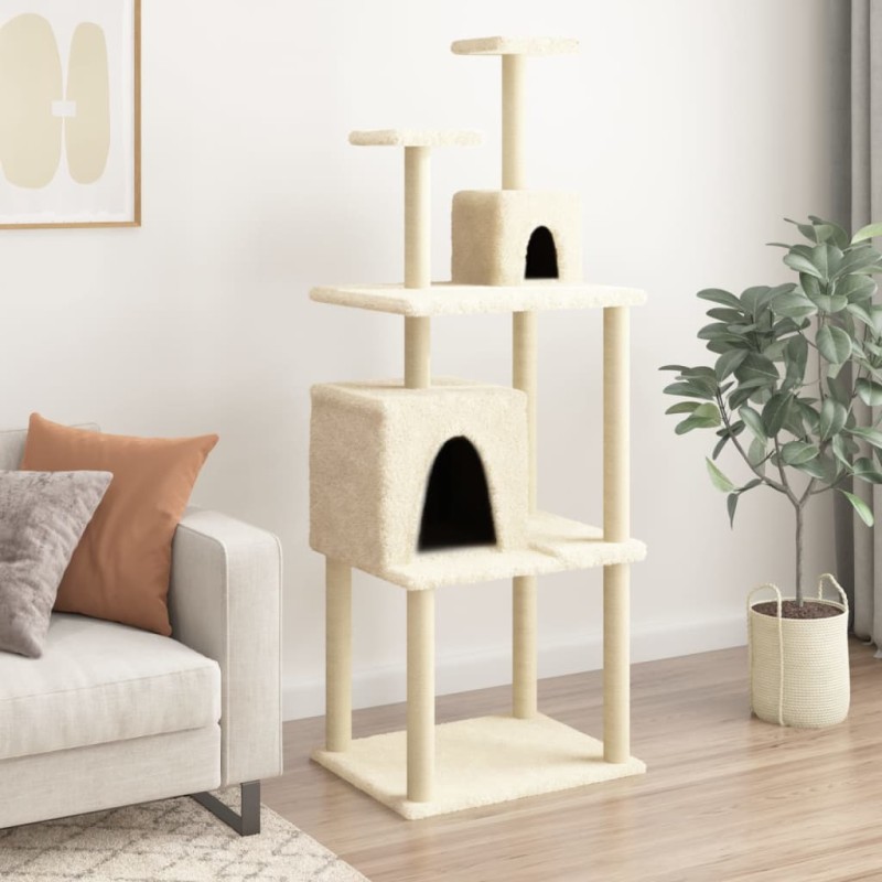 Árvore p/ gatos c/ postes arranhadores sisal 167 cm cor creme-Móveis para gatos-Home Retail