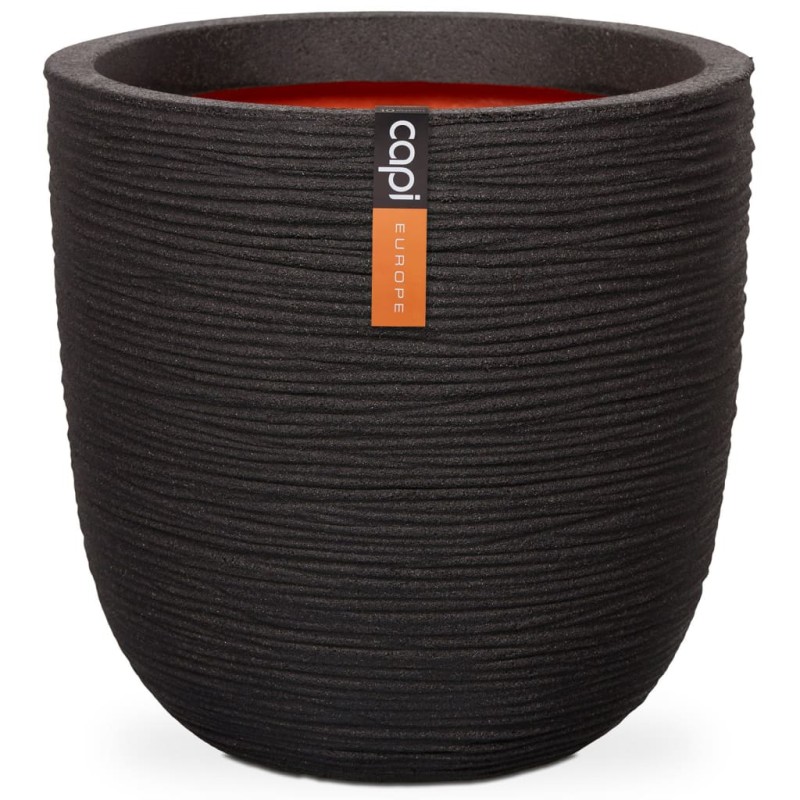 Capi Vaso oval Nature Rib 35x34 cm preto KBLR932-Vasos e floreiras-Home Retail