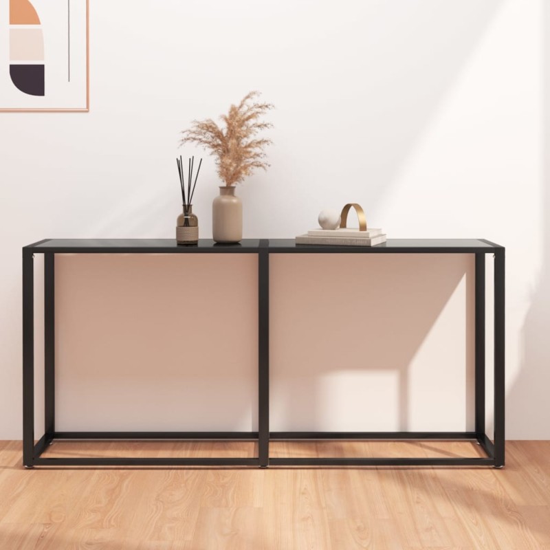 Mesa consola preto 160x35x75,5 cm vidro temperado-Mesas de apoio-Home Retail