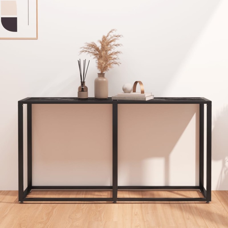 Mesa consola mármore preto 140x35x75,5 cm vidro temperado-Mesas de apoio-Home Retail