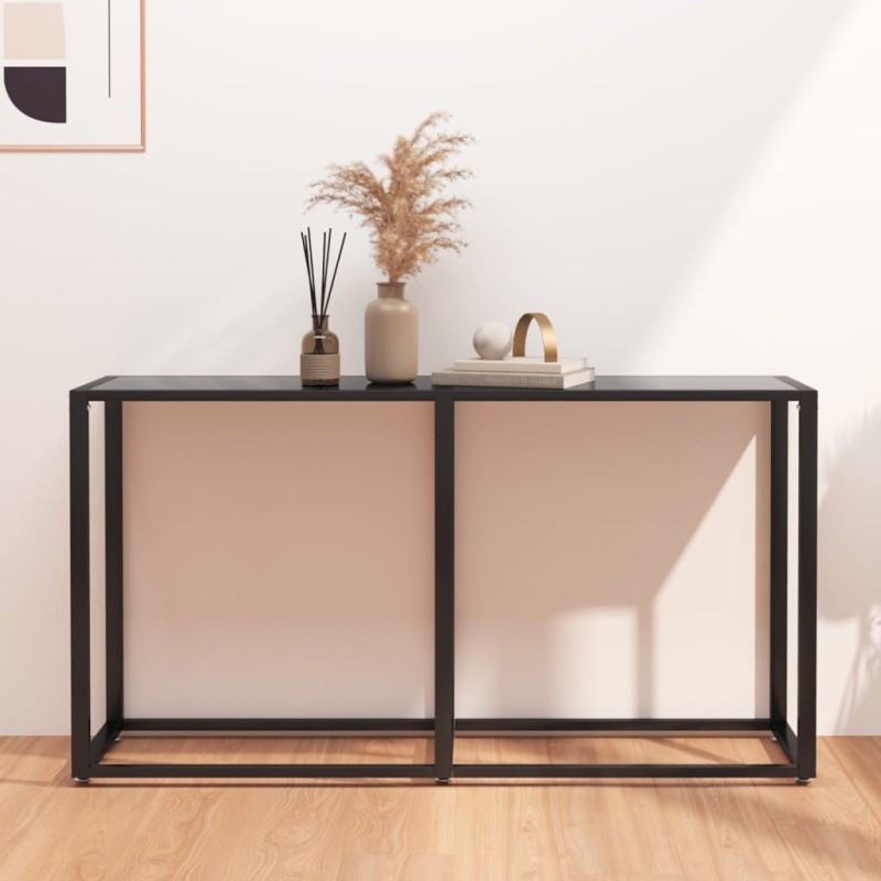 Mesa consola preto 140x35x75,5 cm vidro temperado-Mesas de apoio-Home Retail