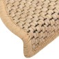 Tapetes escada adesivos aspeto sisal 15pcs 56x17x3cm bege-claro