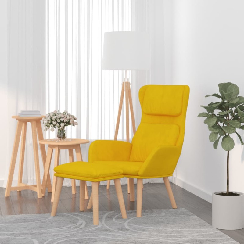 Cadeira de descanso com banco veludo amarelo mostarda-Poltronas-Home Retail