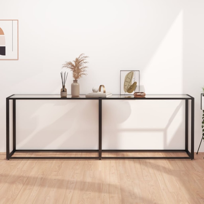 Mesa consola transparente 220x35x75,5 cm vidro temperado-Mesas de apoio-Home Retail