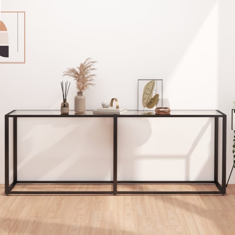 Mesa consola 200x35x75,5 cm vidro temperado transparente-Mesas de apoio-Home Retail