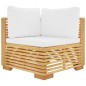 3 pcs conjunto lounge jardim c/ almofadões madeira teca maciça