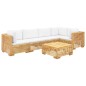 6 pcs conjunto lounge jardim c/ almofadões madeira teca maciça