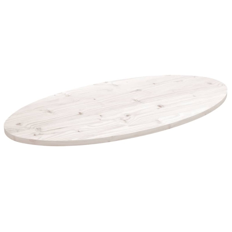 Tampo de mesa oval 100x50x2,5 cm madeira de pinho maciça branco-Tampos de mesa-Home Retail