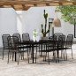 9 pcs conjunto de jantar para jardim preto