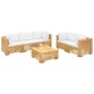 6 pcs conjunto lounge jardim c/ almofadões madeira teca maciça