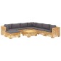 9 pcs conjunto lounge jardim c/ almofadões madeira teca maciça