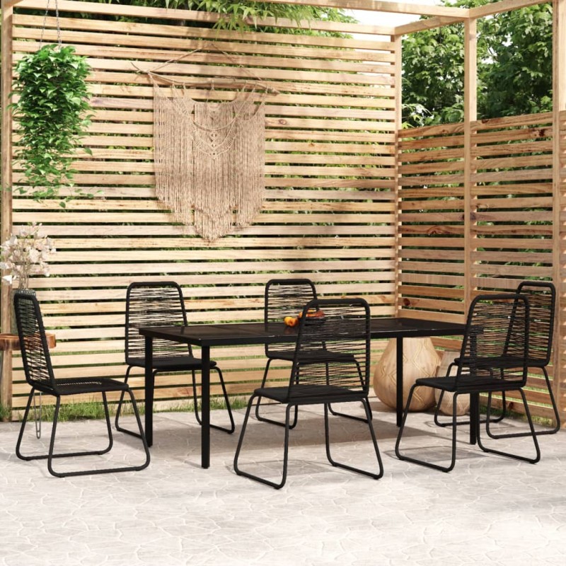 7 pcs conjunto de jantar para jardim preto-Conjuntos de jardim-Home Retail