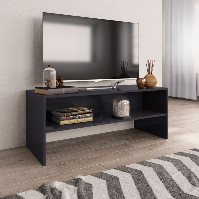 Móvel para TV 100x40x40cm derivados de madeira cinza brilhante-Móveis de TV-Home Retail