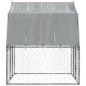 Jaulas p/ cães 2pcs c/ telhado e porta aço galvanizado prateado