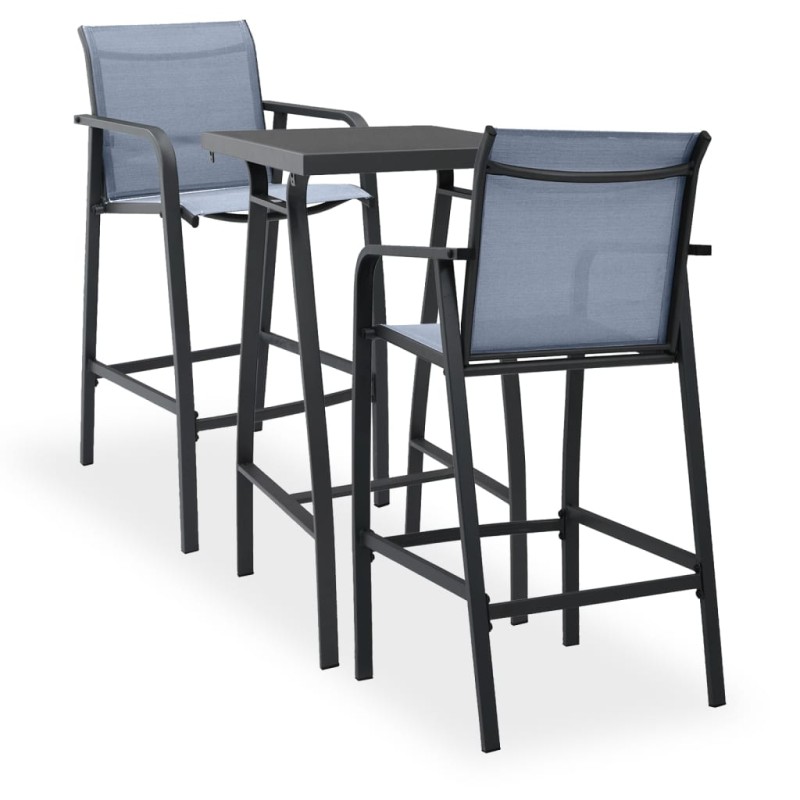 3 pcs conjunto de bar para jardim preto e cinzento-Conjuntos de jardim-Home Retail