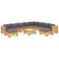 11 pcs conjunto lounge jardim c/ almofadões madeira teca maciça