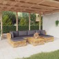 7 pcs conjunto lounge jardim c/ almofadões madeira teca maciça