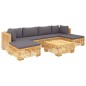 7 pcs conjunto lounge jardim c/ almofadões madeira teca maciça