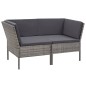 6 pcs conjunto lounge de jardim c/ almofadões vime PE cinzento