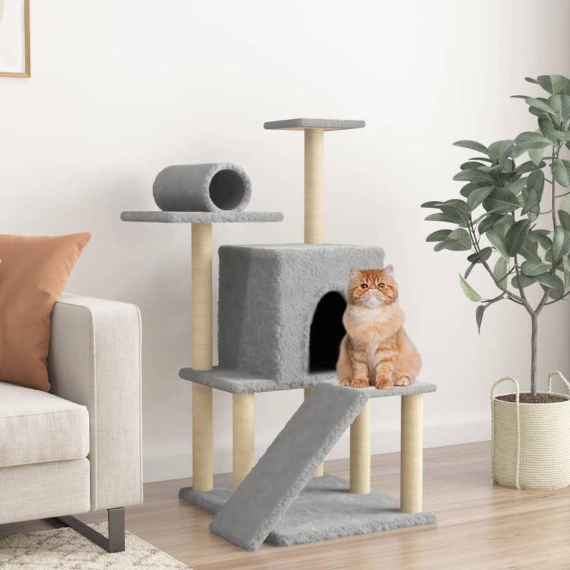 Árvore gatos c/ postes arranhadores sisal 110,5 cm cinza-claro-Móveis para gatos-Home Retail