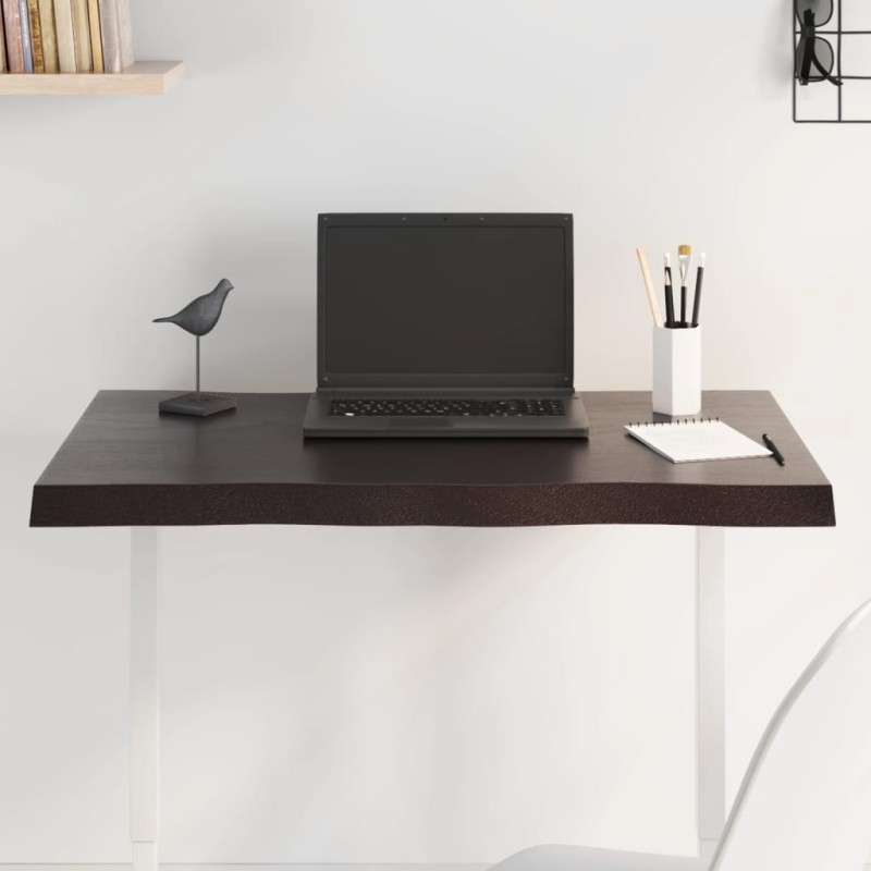 Tampo de mesa com bordas vivas maciço tratado castanho-escuro-Tampos de mesa-Home Retail