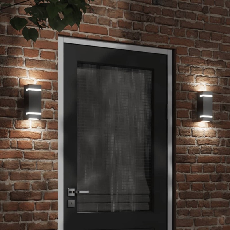 Candeeiro de parede para exterior aço inoxidável preto-Iluminação de exterior-Home Retail