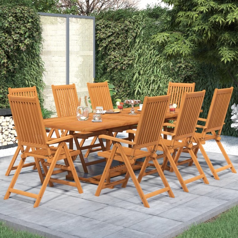 9 pcs conjunto de jantar para jardim madeira de acácia maciça-Conjuntos de jardim-Home Retail