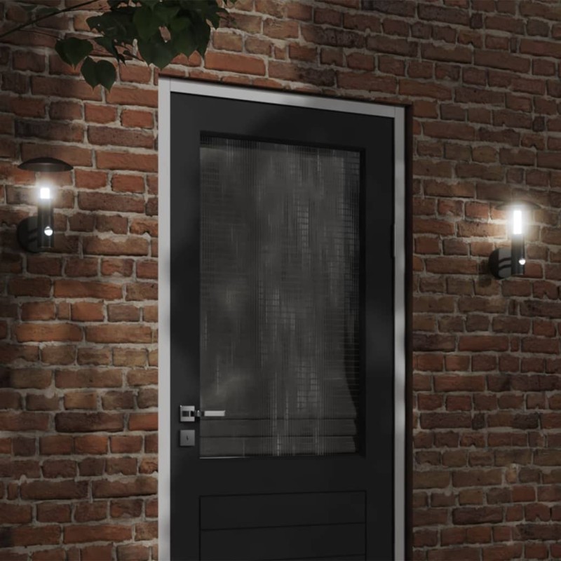 Candeeiro de parede p/ exterior com sensor aço inoxidável preto-Iluminação de exterior-Home Retail