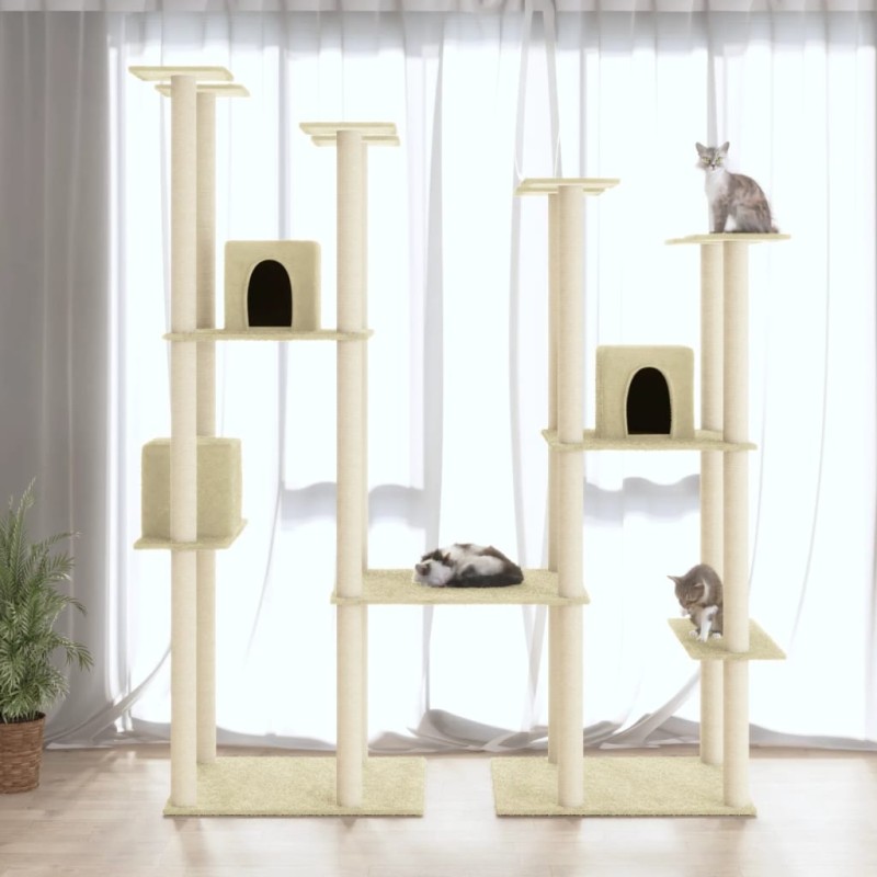 Árvore para gatos c/ postes arranhadores sisal 174 cm cor creme-Móveis para gatos-Home Retail