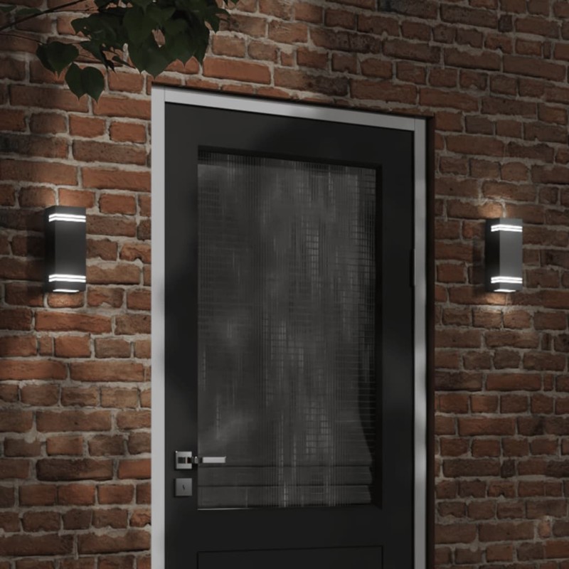 Candeeiro de parede para exterior aço inoxidável preto-Iluminação de exterior-Home Retail