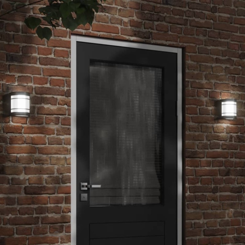 Candeeiro de parede para exterior aço inoxidável preto-Iluminação de exterior-Home Retail