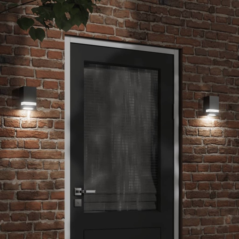 Candeeiro de parede para exterior aço inoxidável preto-Iluminação de exterior-Home Retail