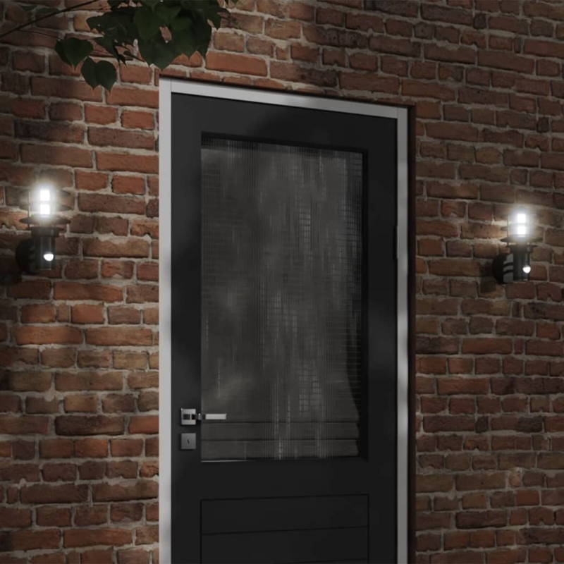 Candeeiro de parede p/ exterior com sensor aço inoxidável preto-Iluminação de exterior-Home Retail