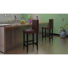 Bancos de bar 4 pcs couro artificial castanho-escuro