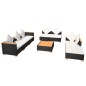 8 pcs conjunto lounge de jardim c/ almofadões vime PE preto