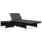 Cadeiras jardim reclináveis 2 pcs com mesa vime PE preto