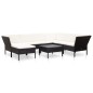 8 pcs conjunto lounge de jardim c/ almofadões vime PE preto