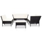 8 pcs conjunto lounge de jardim c/ almofadões vime PE preto