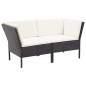 8 pcs conjunto lounge de jardim c/ almofadões vime PE preto