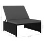 Cadeiras jardim reclináveis 2 pcs com mesa vime PE preto