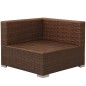 3 pcs conjunto lounge jardim c/ almofadões vime PE castanho