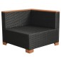 10 pcs conjunto lounge de jardim c/ almofadões vime PE preto