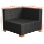 10 pcs conjunto lounge de jardim c/ almofadões vime PE preto