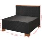 10 pcs conjunto lounge de jardim c/ almofadões vime PE preto