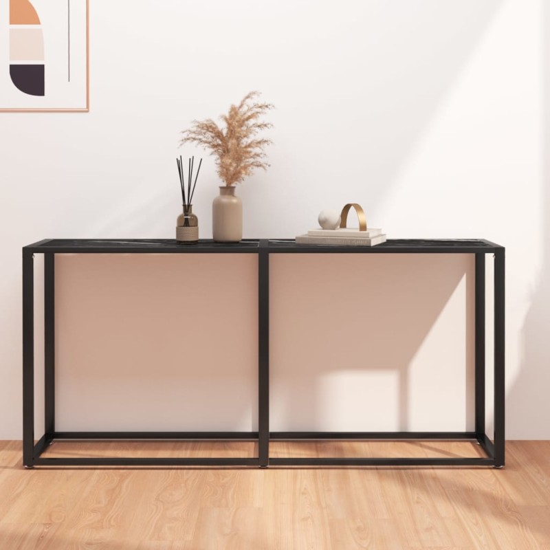 Mesa consola mármore preto 160x35x75,5 cm vidro temperado-Mesas de apoio-Home Retail