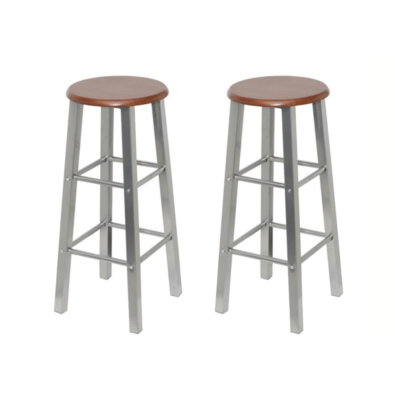 Bancos de bar 2 pcs metal com assento MDF-Bancos de bar-Home Retail