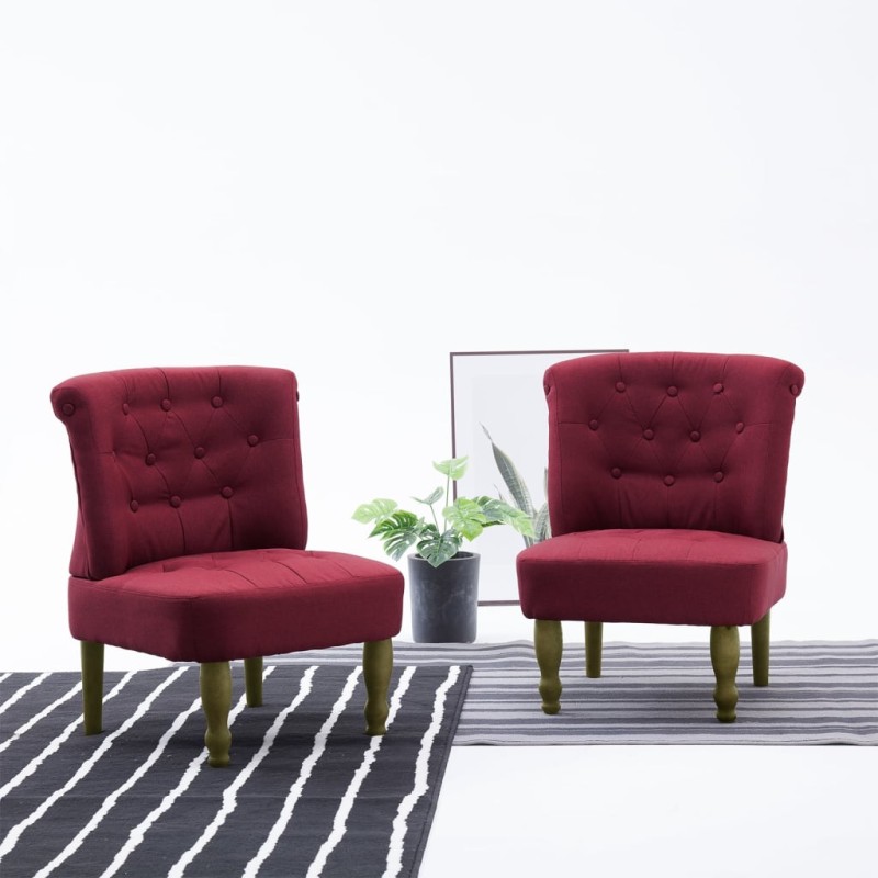 Cadeiras francesas 2 pcs tecido vermelho tinto-Poltronas-Home Retail